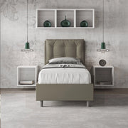 Letto singolo senza rete imbottito 80x190 similpelle cappuccino Annalisa