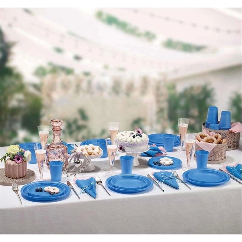 MAURY'S PIATTI PIANI BIOPLASTIC DIAMETRO 21,5 CM 20 PEZZI IN COLORAZIONE AZZURRA