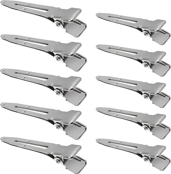 Set di 10 spille per capelli, spille per capelli, clip per capelli, clip per capelli da barbiere, clip alligatore, spille per capelli metalliche, clip per capelli femminili, kit per capelli DIY per bambine (5,5/4,5 cm) (argento)