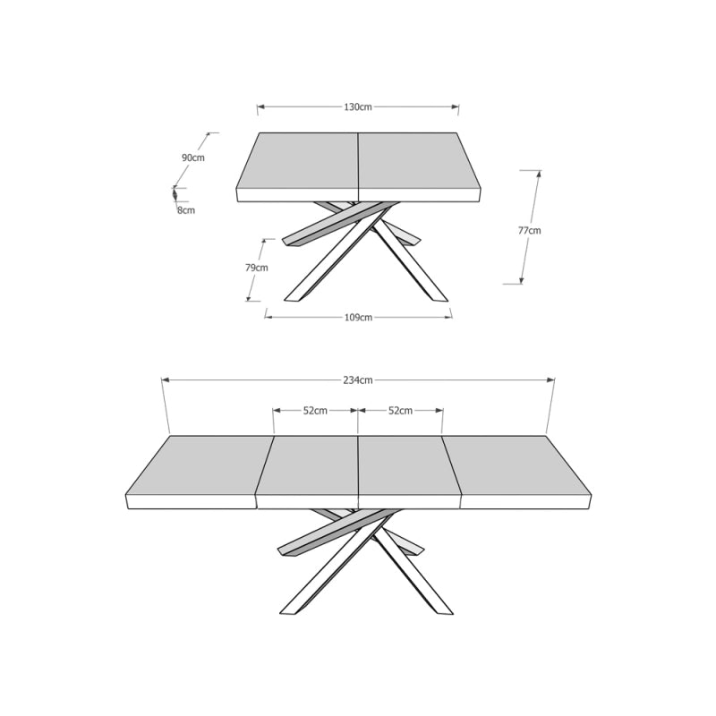 Tavolo allungabile 90x130/234 cm Volantis Premium telaio gambe 4 colori (A) - Noce