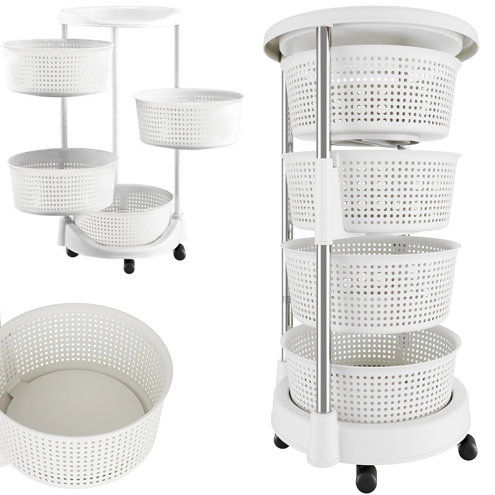 Carrello da Cucina Acciaio Inossidabile 4 Ripiani Apribili Carrellino Salvaspazio