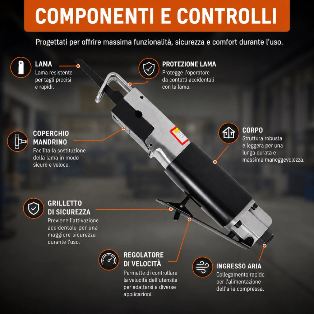 Seghetto Alternativo Pneumatico Aria Compressa 10000BPM 1/4 07596