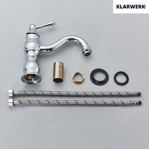 NALA | Rubinetto da bagno basso vintage Gastro cromato lucido |. Rubinetto per lavabo retrò premium in acciaio inossidabile piccolo |