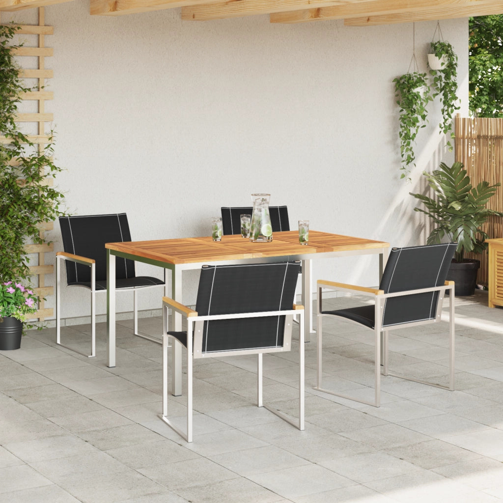Set da Giardino 5 Pezzi in Legno Massello di Acacia