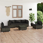 Set Divani da Giardino 6 pz con Cuscini in Polyrattan Grigio 3102197