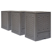 Compostiere 3 pz Marrone 60x60x83 cm 900 L Rattan di Plastica cod mxl 49405