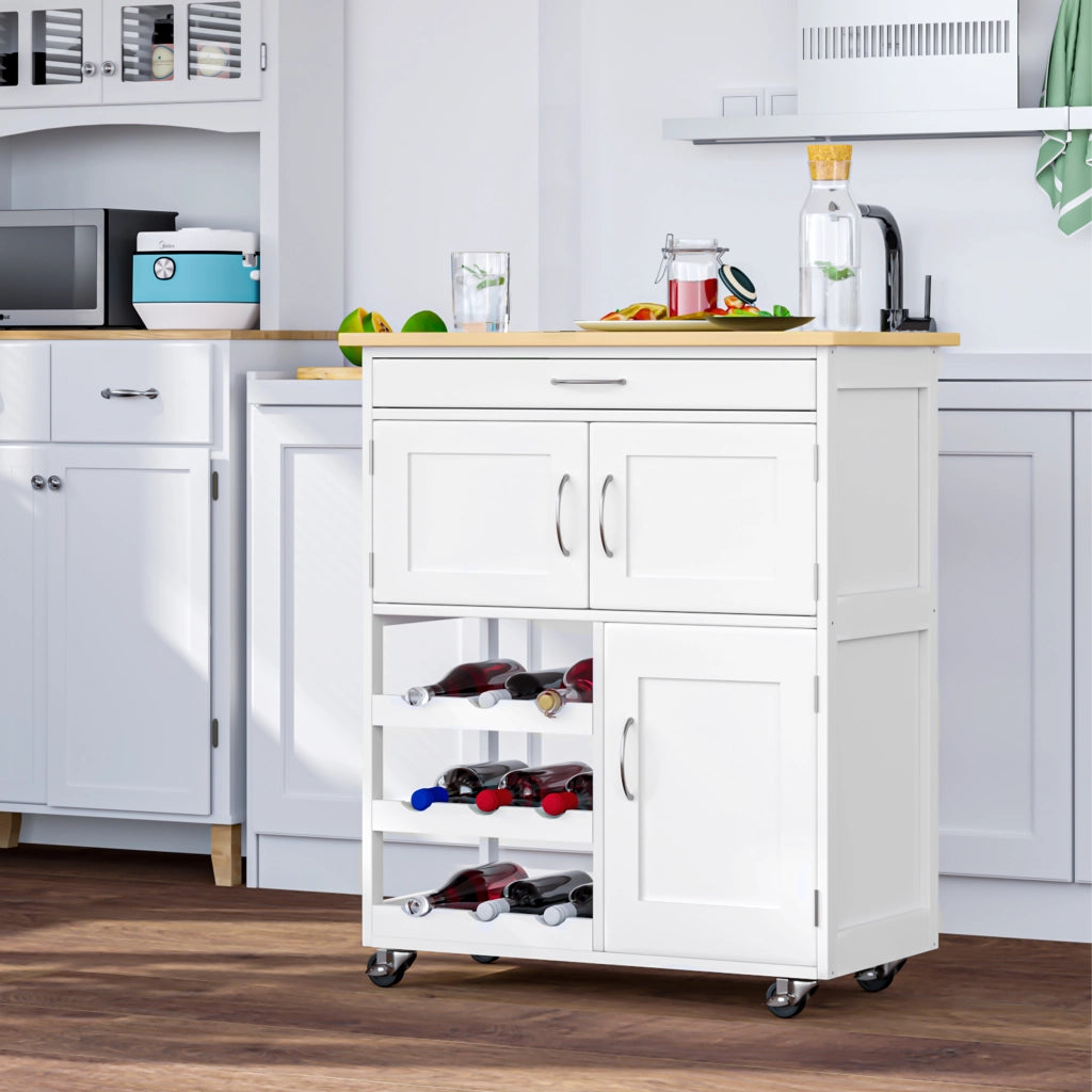 Cassettiera con 2 Armadi e 3 Ripiani Aperti ¨C zephmum ¨C 67x37x87 cm Bianco