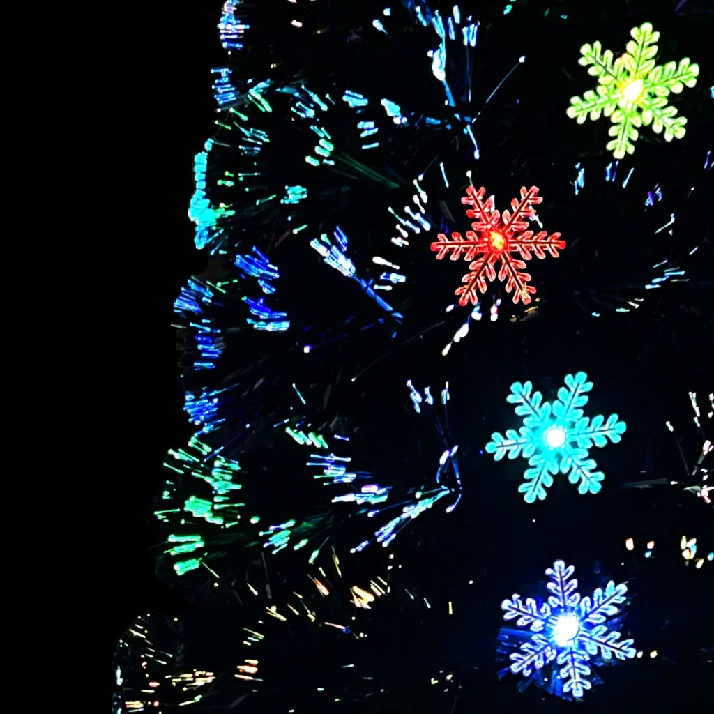 Albero Natale con Fiocchi di Neve a LED Nero 150cm Fibra Ottica 328462
