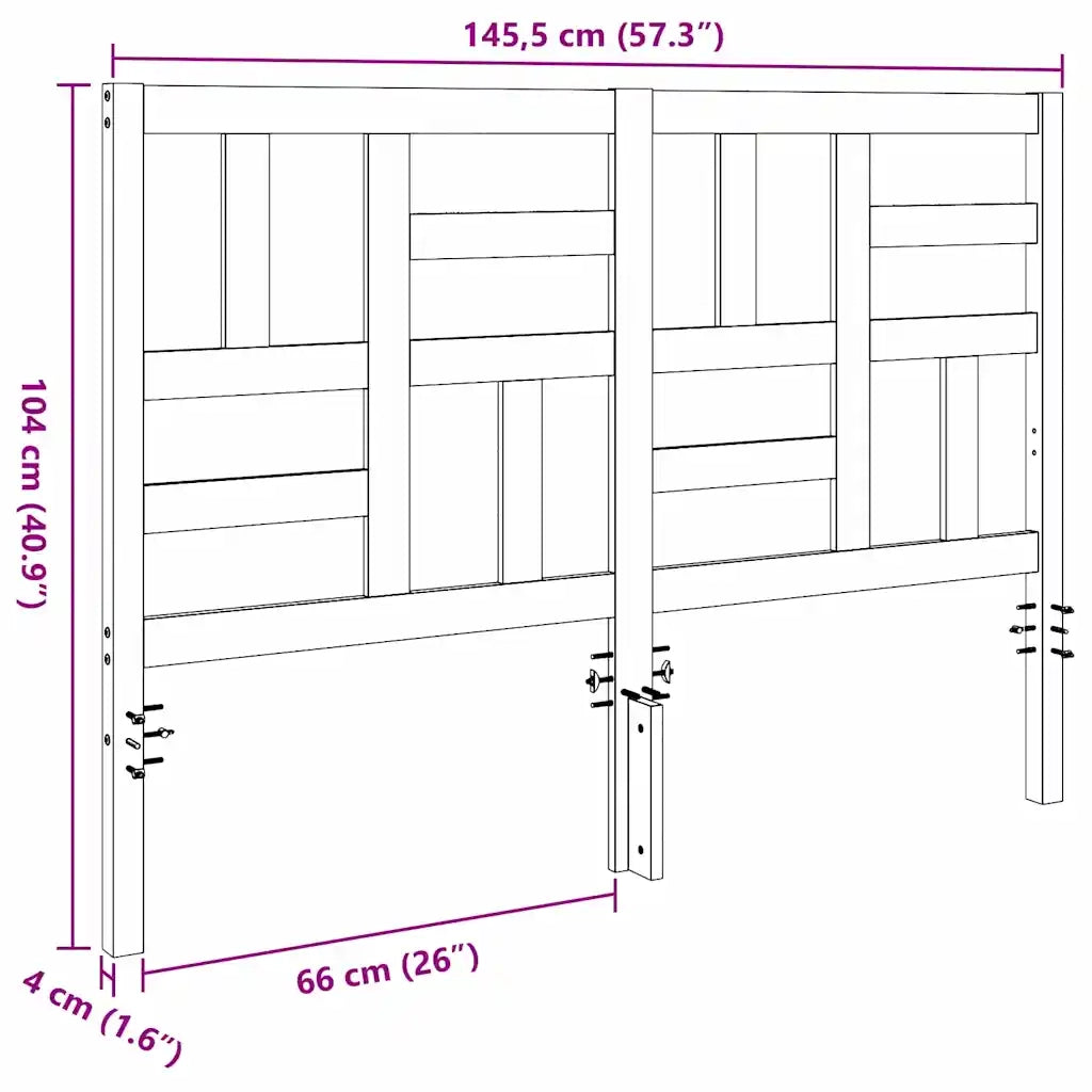vidaXL Testiera del letto con testiera Cera marrone 145.5 x 4 x 104 cm