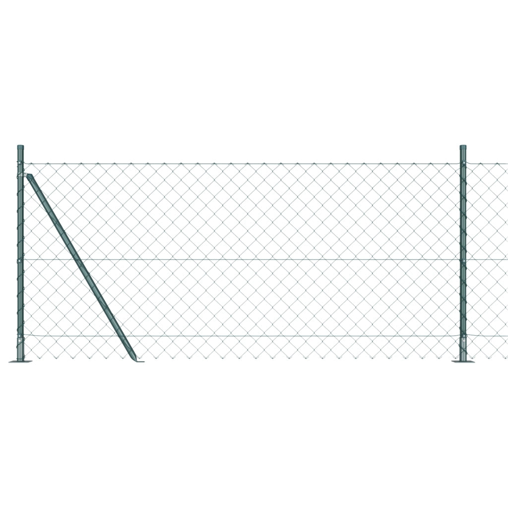 Recinzione a Maglie con 7 Pali Flangiati 1x10 m Acciaio Zincato