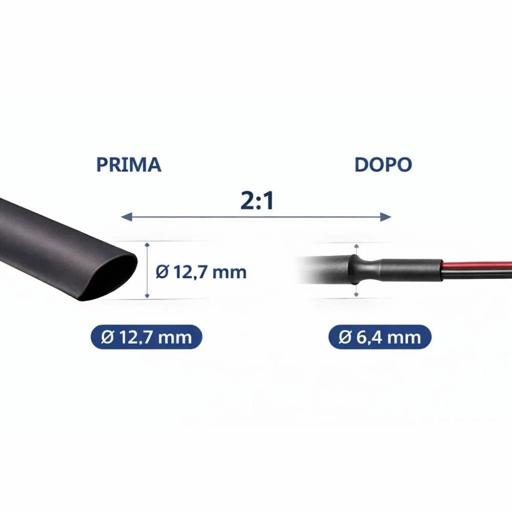 Raytech rgpo-b guaina termorestringente nera 1,2 m poliolefina reticolata *** diametro 12,7 millimetri, confezione 1