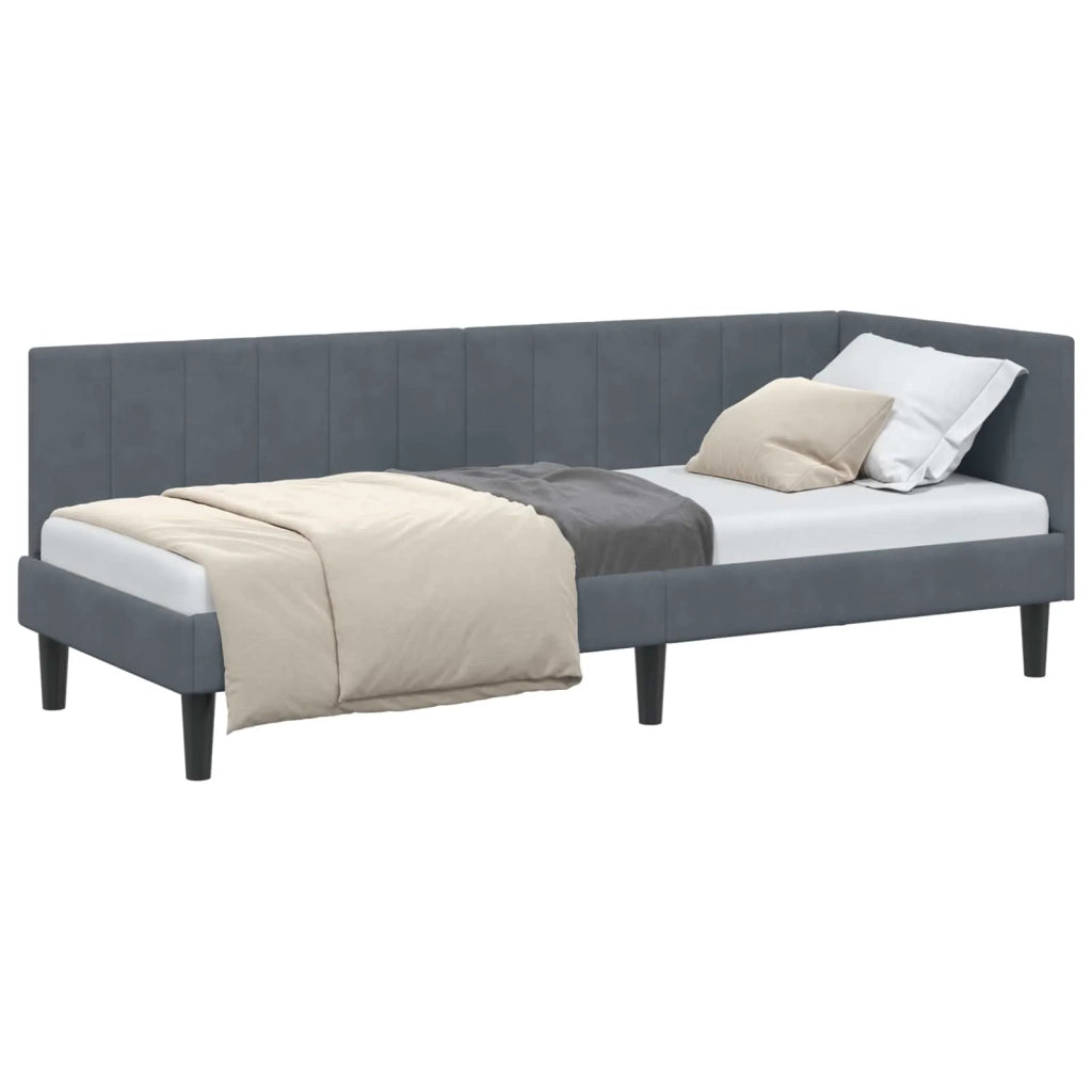 Cornice del letto ad angolo Grigio scuro 80 cm x 200 cm Velluto 42016329
