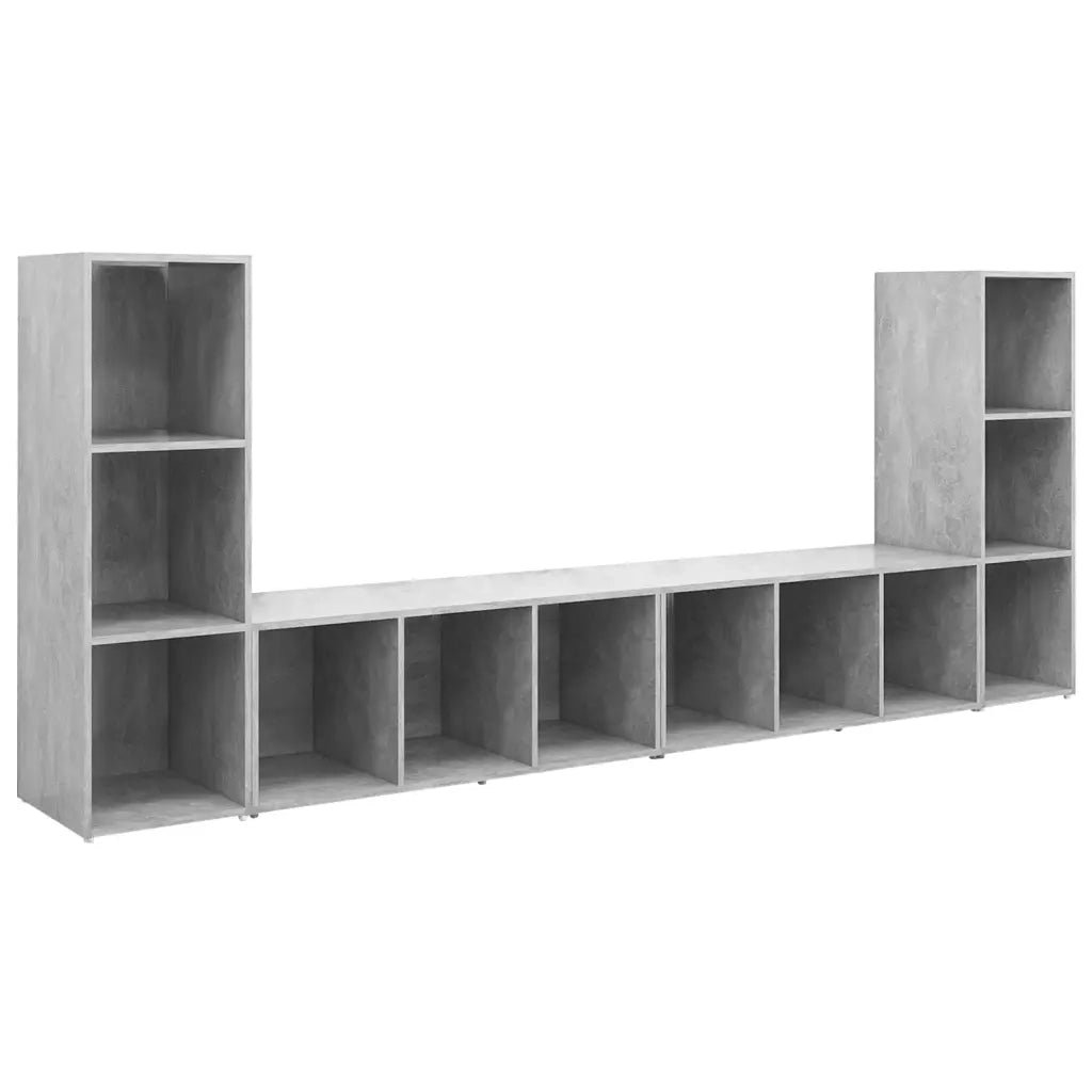 Mobili TV 4 pz Grigio Cemento 107x35x37 cm in Legno Multistrato