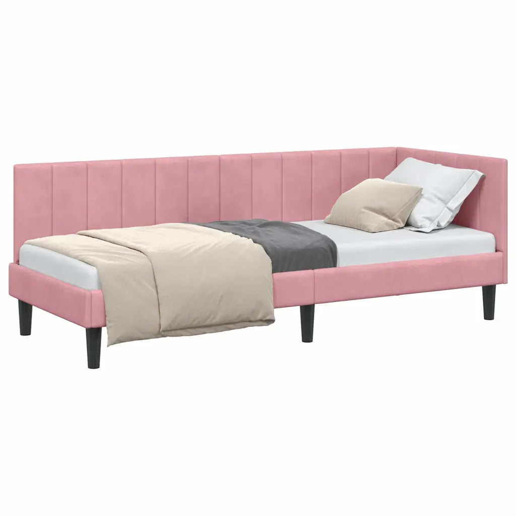 vidaXL Cornice del letto ad angolo Rosa 80 x 200 cm Velluto