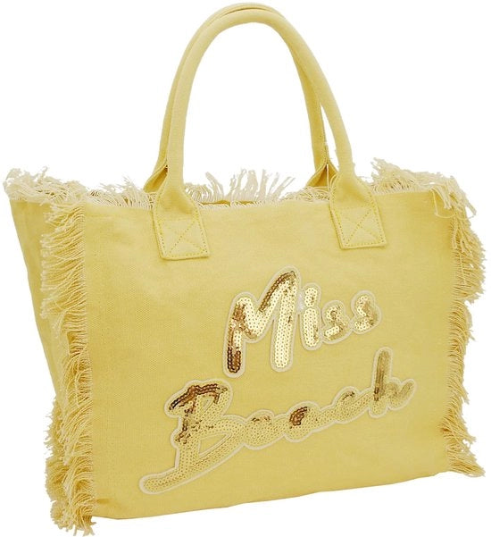 Borsa da spiaggia piccola con cerniera - borsa da spiaggia - borsa per picnic in tela (giallo)
