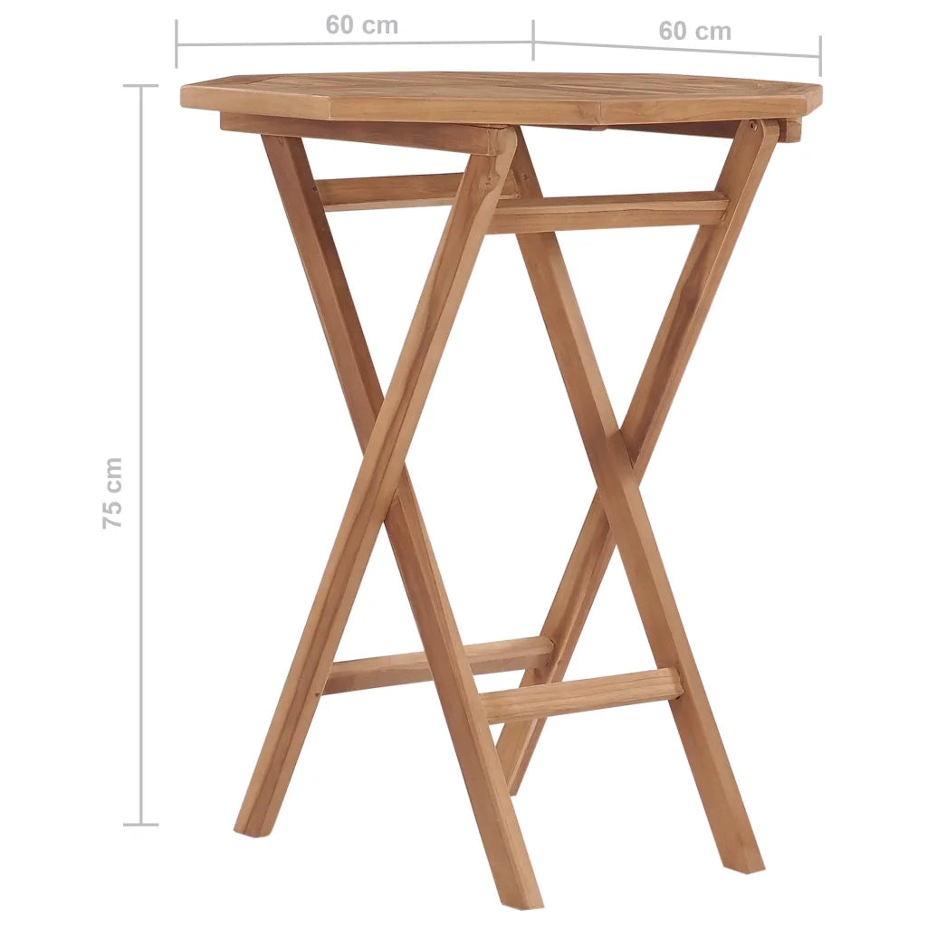 Tavolo da Giardino Pieghevole 60x60x75 cm in Massello di Teak 48995