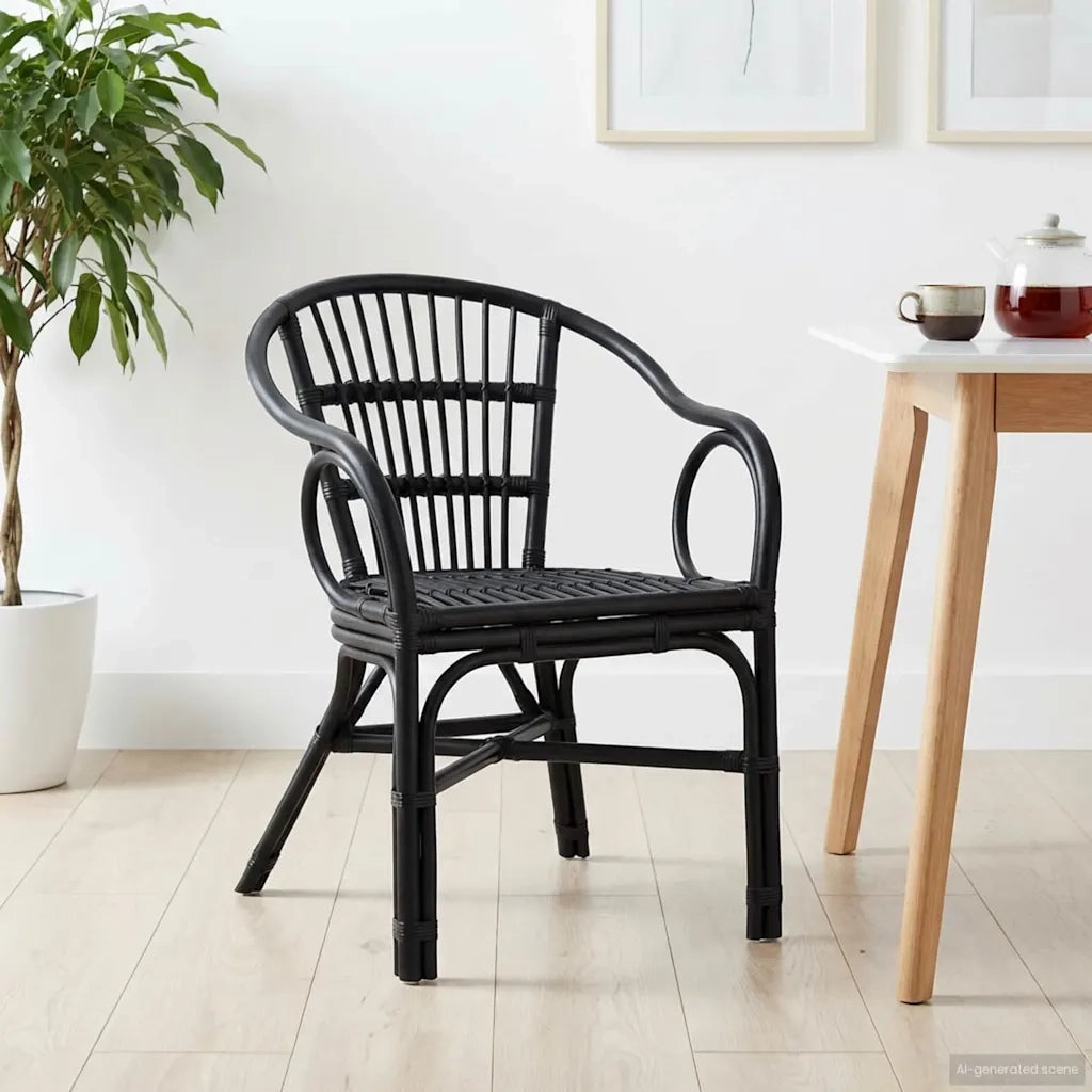 Sedia Impilabile Nero 58 x 60 x 81 cm Rattan