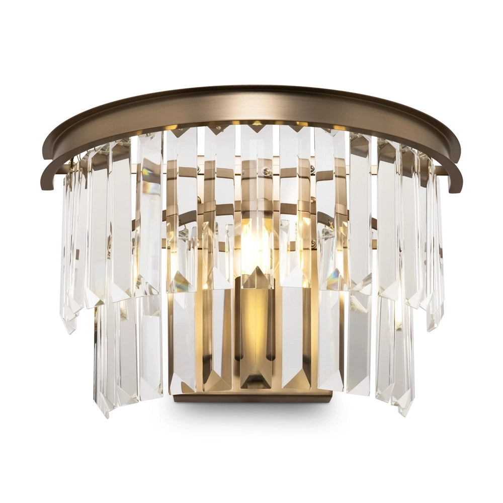 Applique Contemporanea Revero Metallo Ottone 1 Luce Diffusore Vetro
