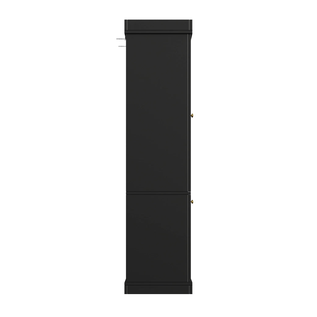 ARMADIO ALTO 160x40x180 cm Nero MDF e vetro Set 2 unità