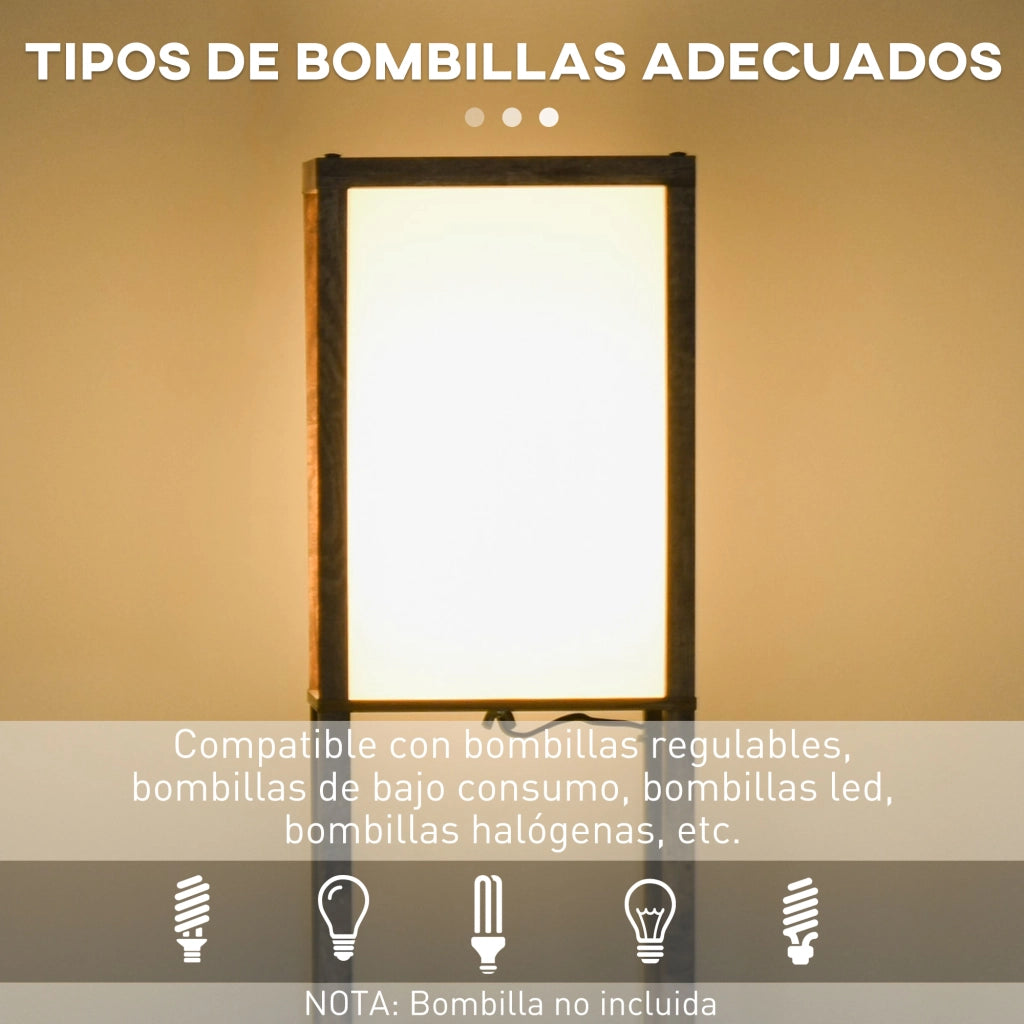 Libreria con Lampada da Terra 3 Ripiani ¨C Zephmum ¨C Legno Marrone 26x26x160 cm