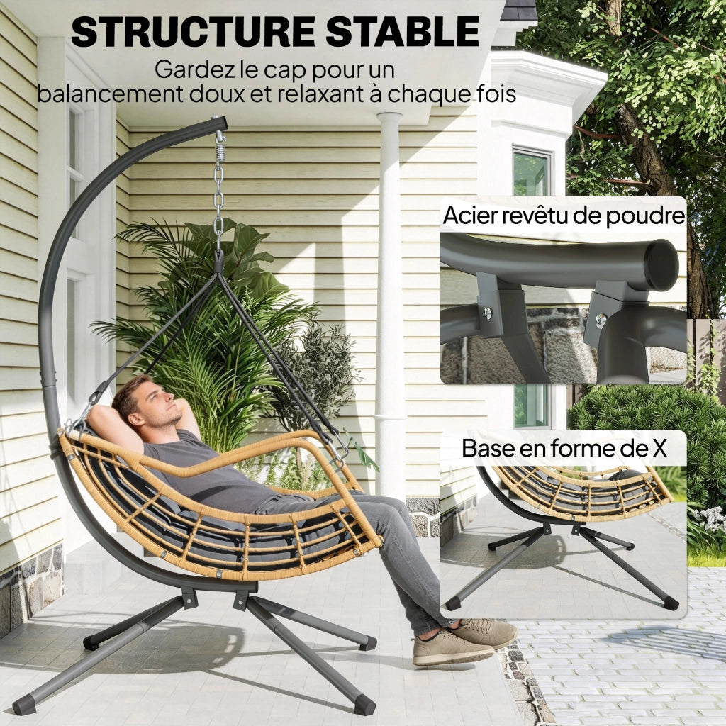 Sedia sospesa in resina intrecciata ¨C zephmum ¨C Grigio