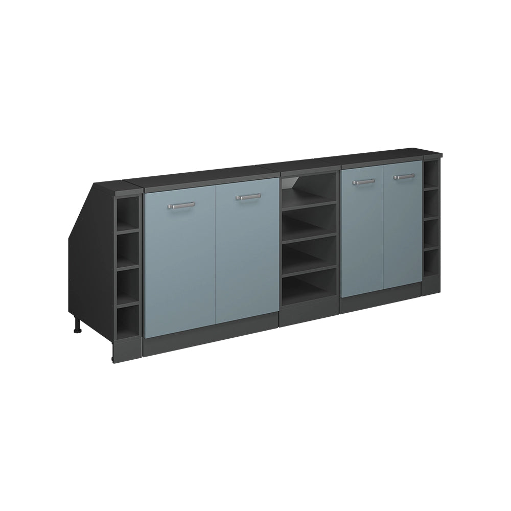 Set di mobili sottotetto Rion Grigio-blu/Antracite 210 cm Set di 5 carcasse armadio profondità 60 cm Vicco