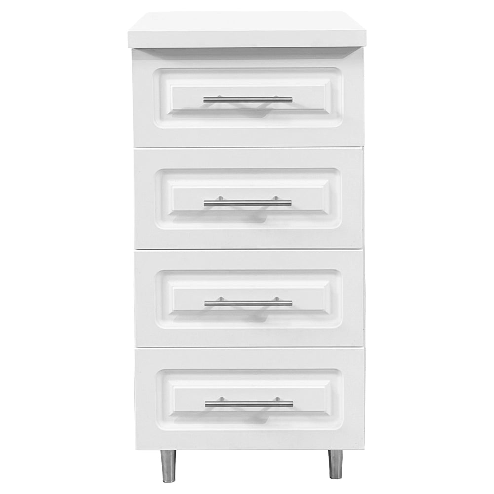 Cassettiera per Cucina Mobile Design Boiserie 4 Cassetti in Legno Colore Bianco