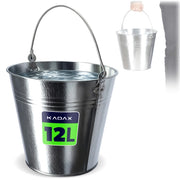 Secchio in metallo KADAX da 12 litri, zincato, per uso domestico, con manico, universale.