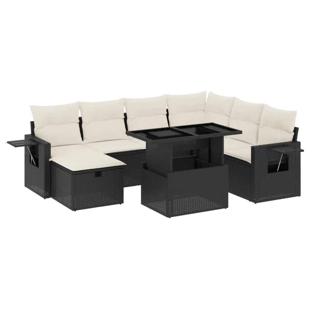 Set Divani da Giardino con Cuscini 8 pz Nero in Polyrattan 3274996