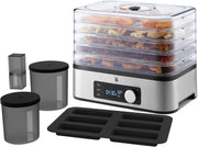 WMF KitchenMinis Essiccatore Compatto Snack to Go, in Acciaio Cromargan con 5 Griglie di Essicazione in Tritan, Sistema Silenzioso, Essicatore con Display LCD e Timer Programmabile, Dim. 28 x19x21 cm