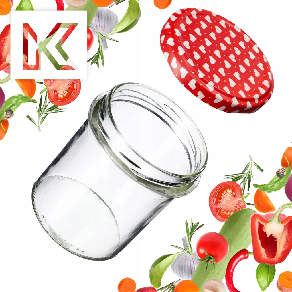 KADAX Barattoli di vetro Avila 350ml 50pz 82mm + coperchio "Cuori"