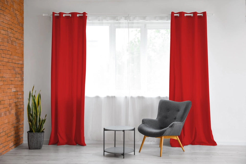 Tenda Semioscurante 140 x 290 Cm Moderne Con Occhielli  Rosso - 1 Tenda