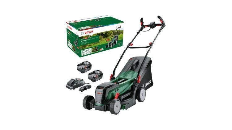 Bosch 06008B9E00 UniversalRotak Tagliaerba a spinta Batteria 2x18V 37 cm 550 m² colore Nero Verde