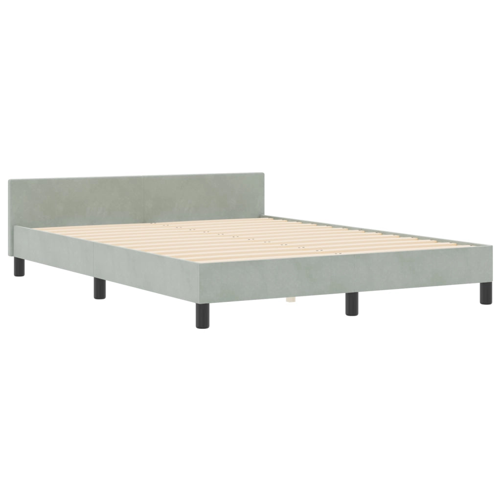 Letto Grigio Chiaro 140x190 cm in Velluto