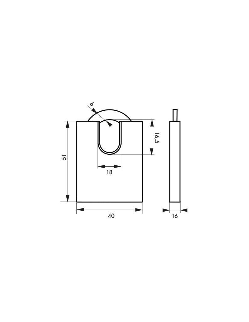 Lucchetto MACH 3 40 mm, arco alto inox Ø 6 mm, anticorrosione, 3 chiavi – THIRARD