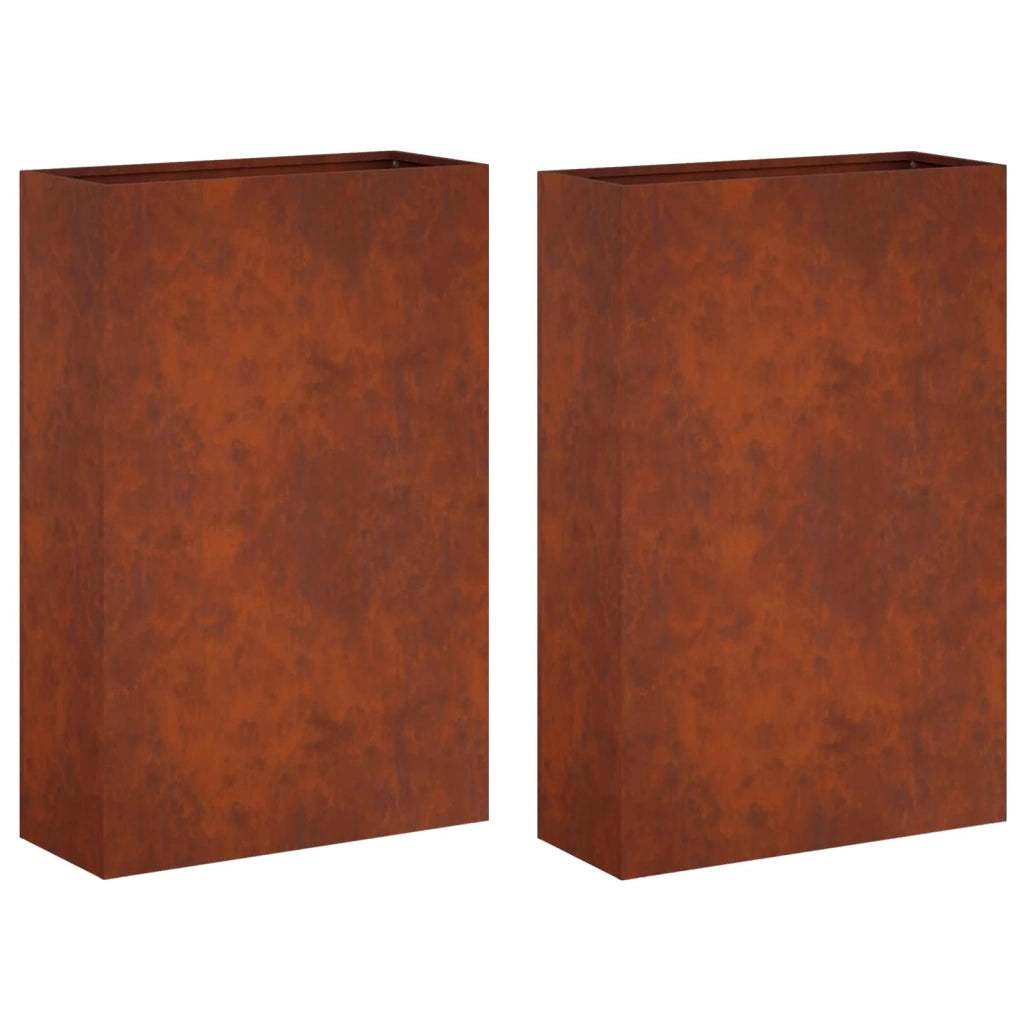 Vaso da giardino 2 pz Ruggine 50 x 20 x 75 cm Acciaio Corten 8005469