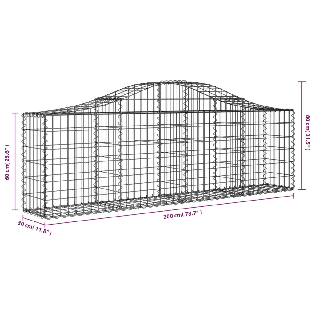 Cesti Gabbioni ad Arco 15 pz 200x30x60/80 cm Ferro Zincato 3145401