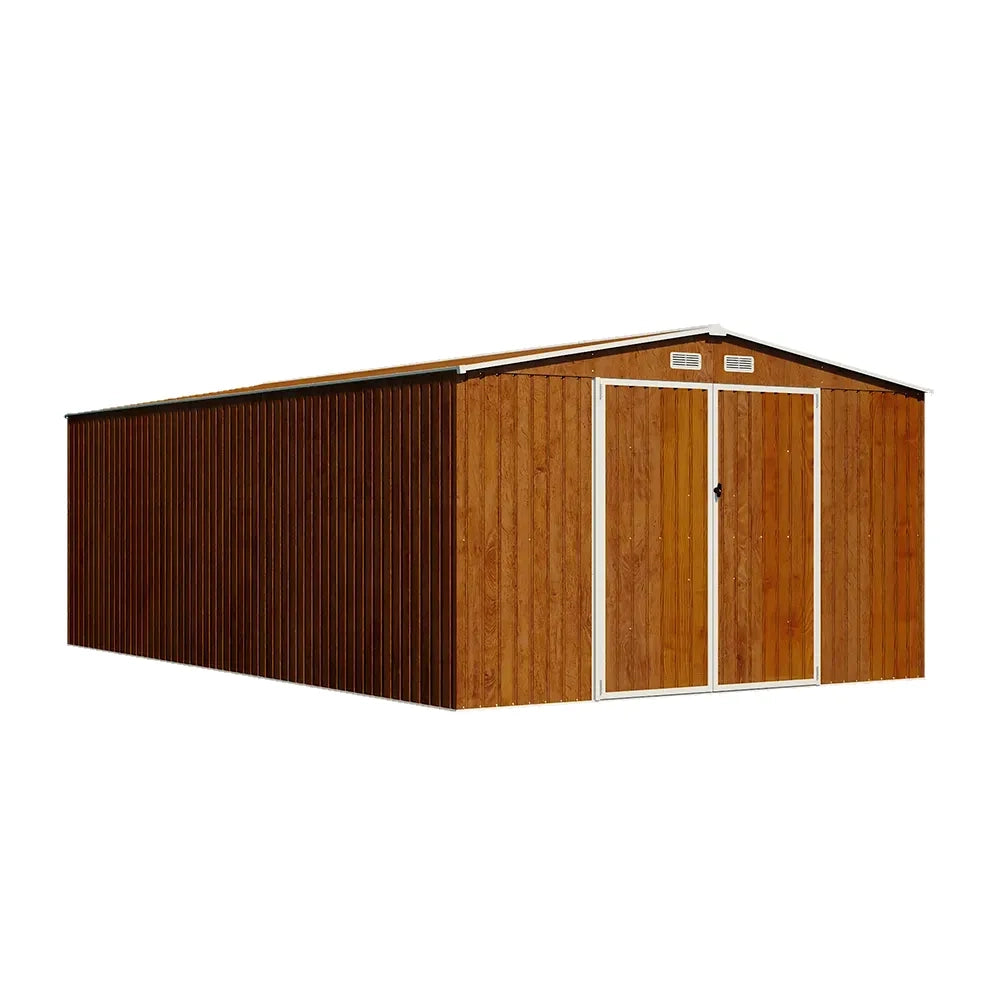 Casetta da giardino in acciaio zincato effetto legno 5,96x3,56xh2,17m -258kg - 21,2 metri quadri