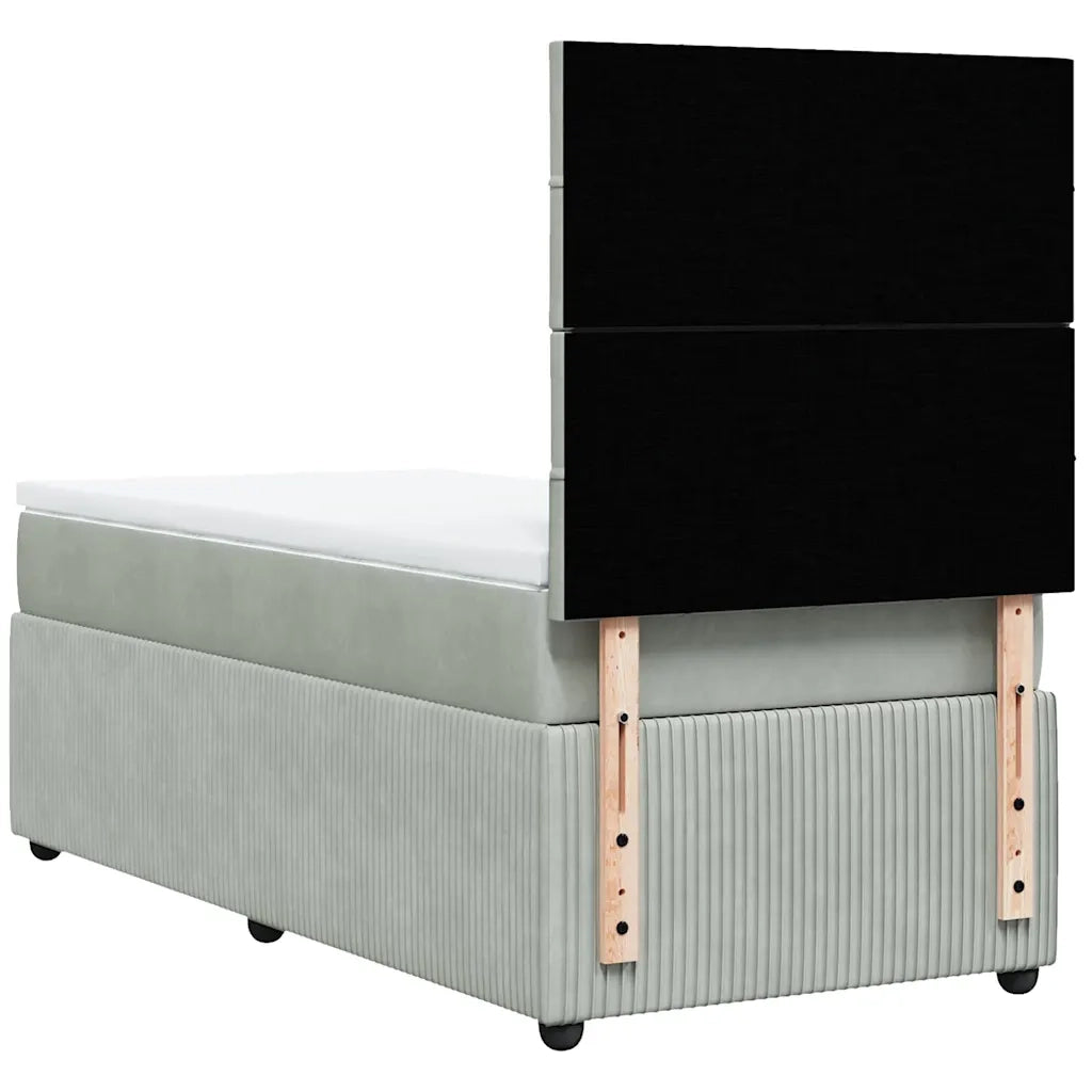 Giroletto a Molle con Materasso Grigio Chiaro 90x200 cm Velluto