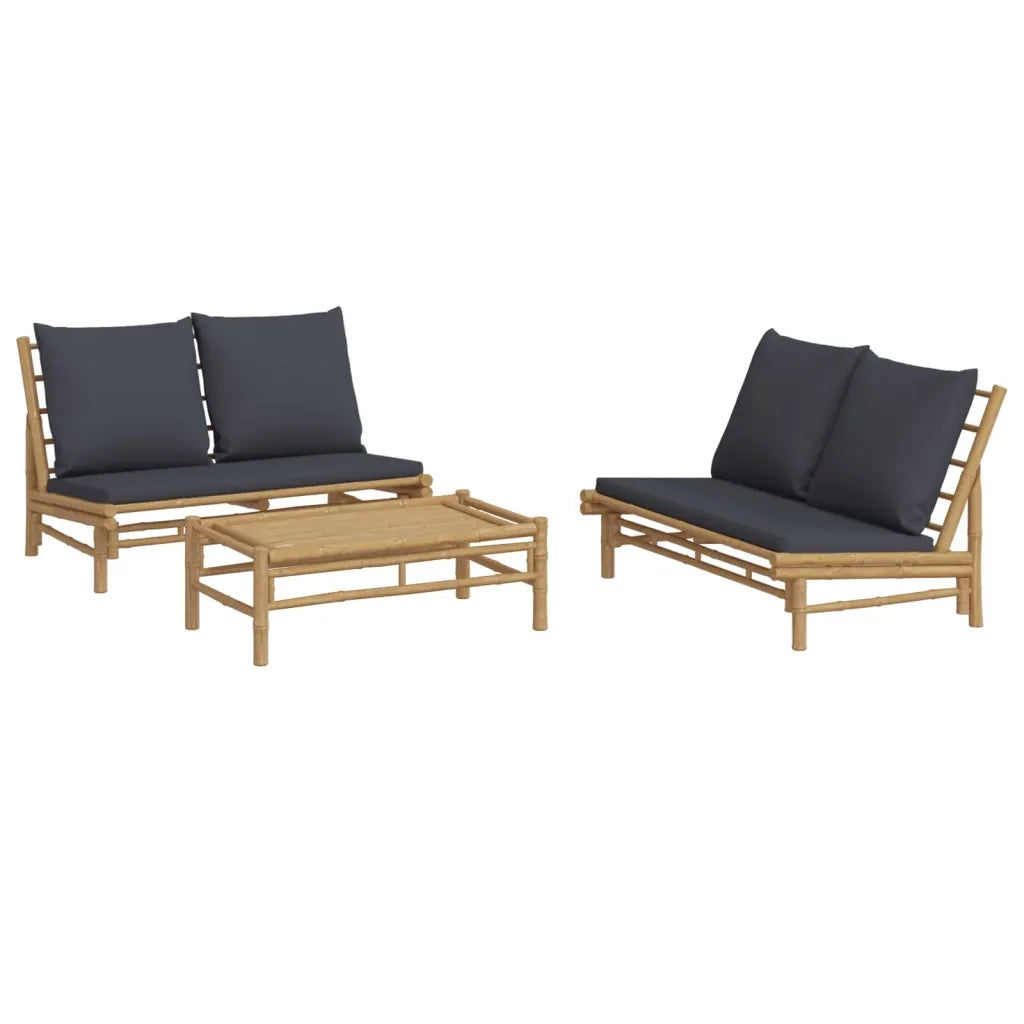 Set Salotto da Giardino 3pz con Cuscini Grigio Scuro BambÃ¹cod mxl 124318