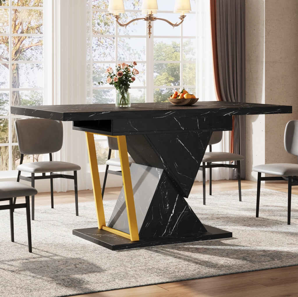 Tavolo da pranzo allungabile nero 110-140x80 cm