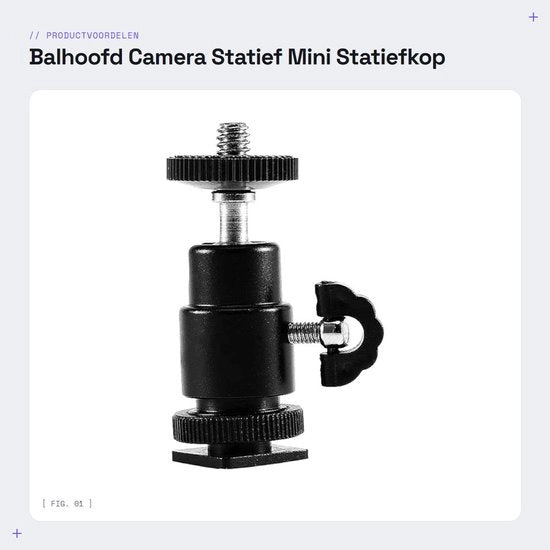 Adattatore per Testa di Ballo 360 Gradi - Adattatore Flitsschoen - Orecchione per Beugel - Supporto per Mini Tripode - In Alluminio - Massima Carico 2,5 kg - Testa del Tripode