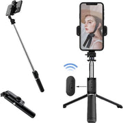 Tripode a tre in uno da viaggio con estensione in acciaio inossidabile dotato di comando a distanza senza fili - compatibile con smartphone