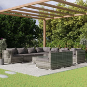 Set Divani da Giardino 10 pz con Cuscini in Polyrattan Grigio cod mxl 43811