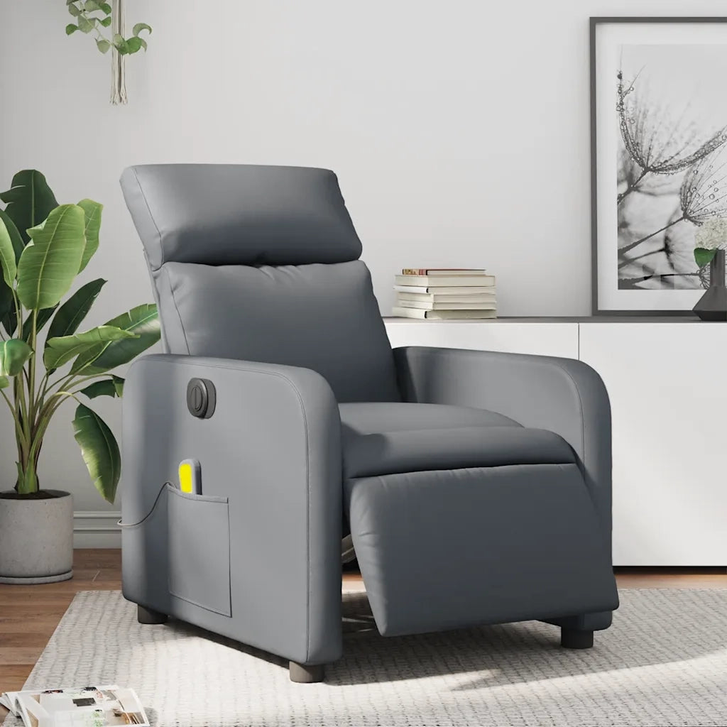 Poltrona Massaggiante Elettrica Reclinabile Grigio Similpellecod mxl 133100