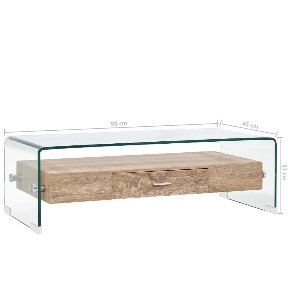 Tavolino da CaffÃ¨ Trasparente 98x45x31 cm in Vetro Temperato cod mxl 18480