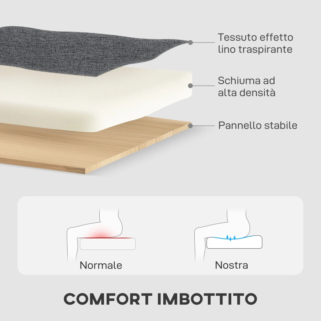 Divano Letto 3 Posti con Chaise e Contenitore ¨C Zephmum ¨C Tessuto Grigio 197x129x85 cm