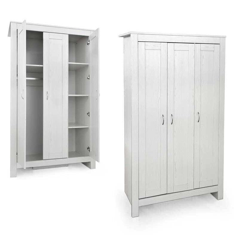 ARMADIO IN MDF TRUCIOLARE CON RIPIANI INTERNI E 3 ANTE 109X52X180 CM BIANCO