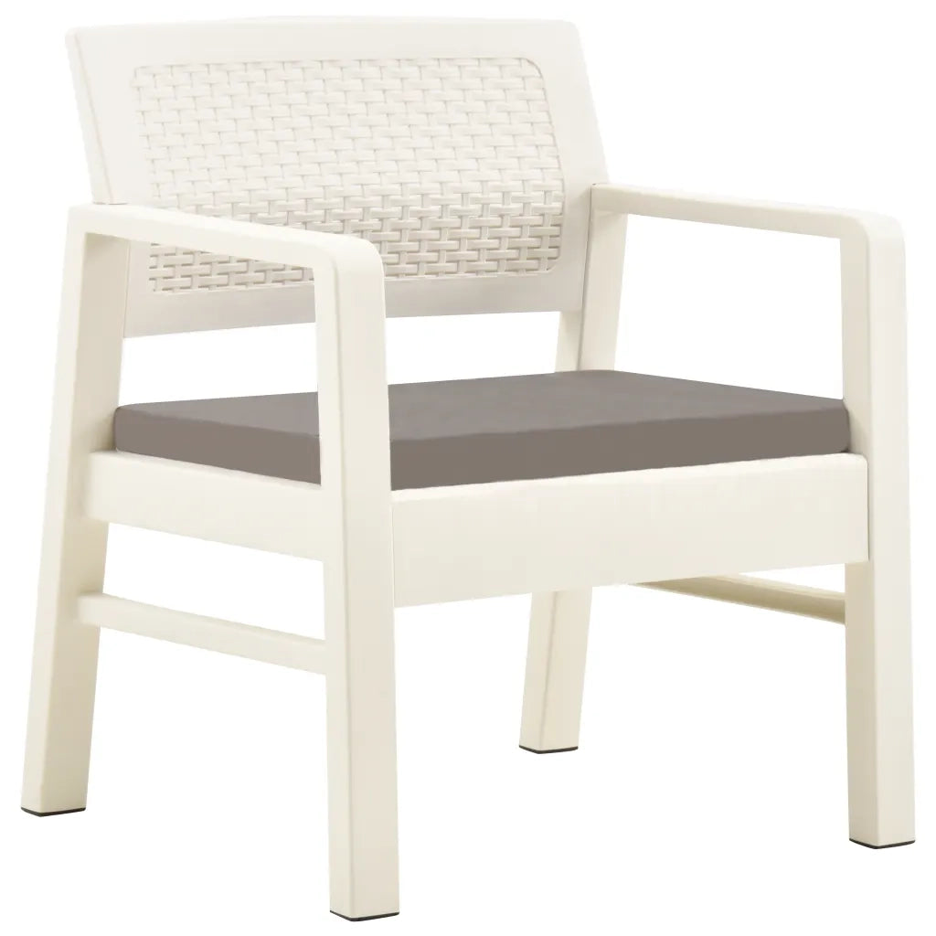 Set Salotto da Giardino 3 pz | Set di Mobili da Esterno in Plastica Bianco