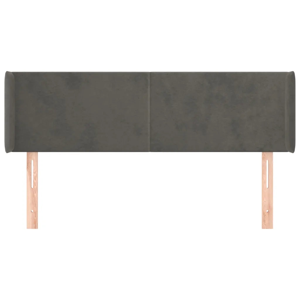 Testiera ad Orecchio-Testata con Orecchie Grigio Scuro 147x16x78/88 cm in Velluto 315372